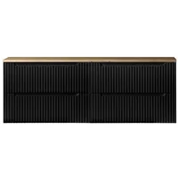 Lomadox Doppelwaschtisch-Unterschrank 160cm, in schwarz mit Eiche, NEWPORT-56-BLACK