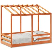 VidaXL Kinderbett mit Dach Wachsbraun 70x140 cm Massivholz Kiefer