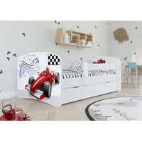 Sellbee Kinderbett Jugendbett 80x160 cm Weiß mit Rausfallschutz Schublade