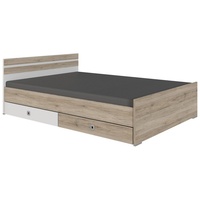 Lomadox Bettgestell Bett Liegefläche 120x200 cm Bettschubkästen weiß, braun