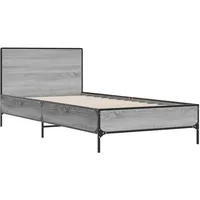 VidaXL Bettgestell Grau Sonoma 90x200 cm Holzwerkstoff und Metall