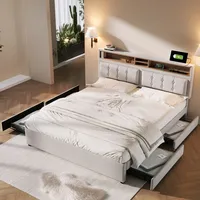 Flieks Polsterbett 140x200cm mit USB und Steckdosen, Jugendbett Doppelbett