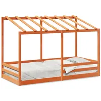 VidaXL Kinderbett mit Dach Wachsbraun 90x200 cm Massivholz Kiefer