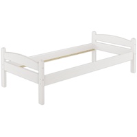 Erst-Holz Einzelbett Massivholz Kiefer weiß 90x200 cm stabiles Bettgestell