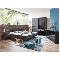 Lomadox Schlafzimmer Set Doppelbett 180x200cm Nachtschrank Kommode Kleiderschrank grau