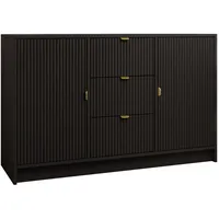 Mirjan24 Sideboard, Schwarz, Metall, 3 Schubladen, Rechteckig, 118x75x40 cm,