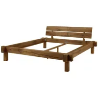 Massivmoebel24 Balkenbett Wildeiche 180x200 tabacco geölt JANGALI 312