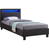 CARO-Möbel Polsterbett Mandalay mit LED Beleuchtung Einzelbett Lederbett 90