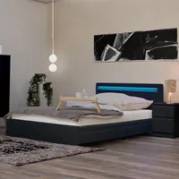 Home Deluxe LED Bett NUBE - Dunkelgrau, 140 x