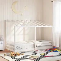 VidaXL Kinderbett mit Dach Weiß 90x200 cm Massivholz Kiefer