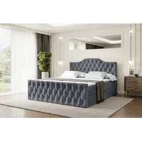 Altdecor Boxspringbett mit Fußteil, H3 Matratze und Topper -