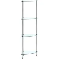VidaXL Regal mit 4 Ablagen Transparent 30x30x100 cm Hartglas
