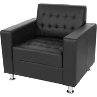 Mendler Sessel Kunda, Clubsessel Loungesessel, Kunstleder, Metall-Füße ~ schwarz