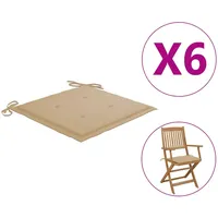VidaXL Gartenstuhl-Kissen 6 Stk. Beige 40x40x4 cm Oxford-Gewebe