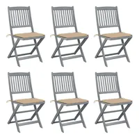 VidaXL Klappbare Gartenstühle 6 Stk. mit Sitzkissen Massivholz Akazie