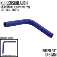 DeinSchlauch24 Silikon Kühlerschlauch Krümmer 90G, blau, 6x4mm, Schenkellänge: je