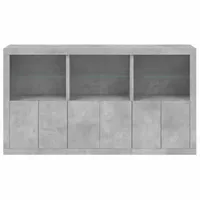 VidaXL Sideboard mit LED-Leuchten 181,5x37x100 cm Grau Glas/Holz/Holzwerkstoff