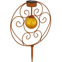 GLOBO Solarlampe orientalische Glaskugel rostfarben Dekoleuchte Gartenlampe Erdspieß Solarleuchte