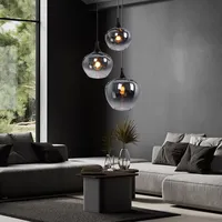 GLOBO Hängeleuchte Pendellampe Wohnzimmer Pendelleuchte Esstischleuchte rauch Glasschirm, Metall