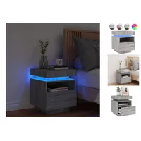 VidaXL Nachttisch mit LED-Leuchten Grau Sonoma 40x39x48,5 cm