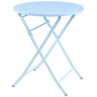 [en.casa] Gartenklapptisch, Hellblau, Metall, Rund, 62x71x62 cm Himmelblau