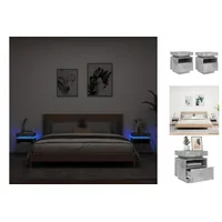 VidaXL Nachttische mit LED-Leuchten 2 Stk. Betongrau 40x39x48,5 cm