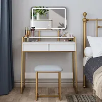 Mondeer Schminktisch mit LED Beleuchtung, Schlafzimmer Frisiertisch mit Spiegel