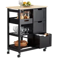 SoBuy Küchenwagen mit 3 Schubladen Schwarz 67x37x84cm Funktional