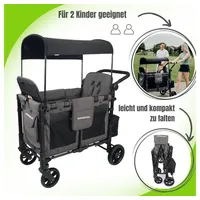 Wonderfold Bollerwagen Kinderwagen Elite Double Gray / grau