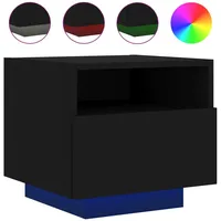 VidaXL Nachttisch mit LED-Leuchten Schwarz 40x39x37 cm