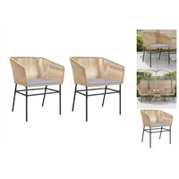 VidaXL Gartenstühle 2 Stk. mit Kissen Braun Poly Rattan