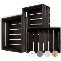 Creative Deco Holzkiste Schwarz | 40 x 30 x