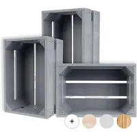 Creative Deco 3 x Kleine Holzkiste Grau | 30