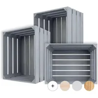 Creative Deco 3 x Holzkiste Grau | 50 x