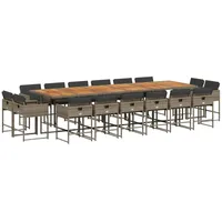 VidaXL Garten-Essgruppe 17-tlg. Grau