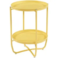 [en.casa] Tabletttisch, Gelb Metall, Rund, 40x57.5x40 cm, Freizeit, Campingzubehör,