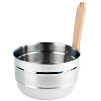 Finnsa Edelstahl Sauna-Kübel mit Griffdaube aus Holz 4,5 l