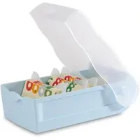 HAN CROCO Karteikasten DIN A7 für 900 Karteikarten blau-transparent