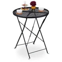 Relaxdays Gartentisch Klappbar Ø 60,5 x 71,5 cm Schwarz
