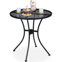 Relaxdays Gartentisch schwarz rund 72,0 cm