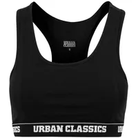 URBAN CLASSICS Ladies Logo Bra Sport Tank Top, Schwarz,
