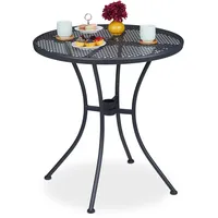 Relaxdays Gartentisch, mit Schirmloch, Gitter-Optik, wetterfest, Stahl, HxD: 72