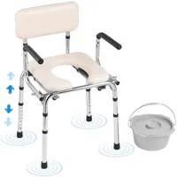 Vevor Toilettenstuhl, Nachtstuhl mit Gepolstertem Sitz, Herunterklappbaren Armlehnen, 7-stufig