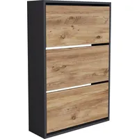 [en.casa] Schuhschrank Aurskog 110x73,5x24cm Anthrazit/Eiche