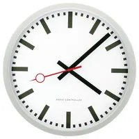 EUROTIME 59530-07 Funk Wanduhr 35cm Silber Leisegang-Uhrwerk