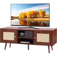 Vevor Rattan-TV-Ständer, Fernsehschrank Boho-TV-Schrank für 140 cm Fernseher, Retro-TV-Ständer,