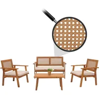 Mendler Garten-Garnitur HWC-N46, Lounge-Set Gartenlounge Bank Sessel Tisch, Holz