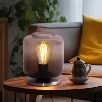 Briloner Beistellleuchte Tischleuchte Nachttischlampe Metall nickel matt Glas braun