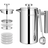 Velaze French Press Edelstahl Kaffeebereiter, 350ML Kaffeezubereiter für 2-3