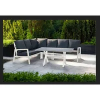 TEICO Lounge-Set Garten Sitzgruppe Alu inkl. Tisch wetterfest weiß